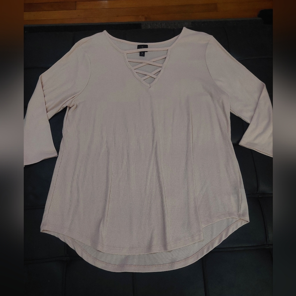 Worthington XL 3/4 sleeve strappy front top